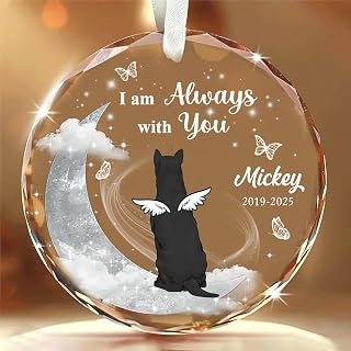 NAZENTI Personalized Memorial Pet Glass Ornament, Custom Australian Kelpie (Black) with Wings Memorial Christmas Ornament - Dog Loss, Pet Sympathy, Remembrance Keepsake Christmas Decoration