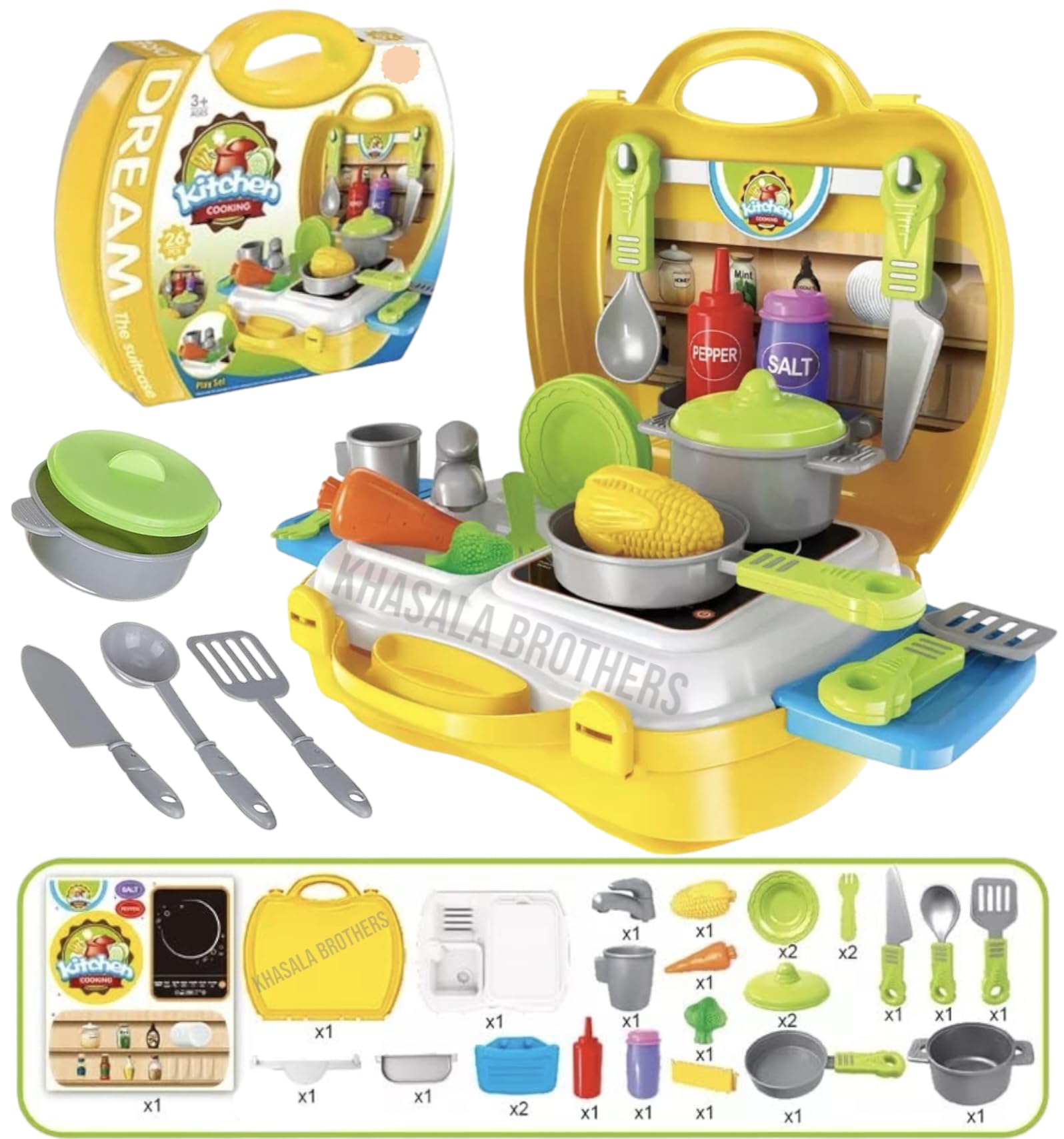 Khasala Brothers® Kitchen Set of 26 Pcs Toys Set, Educational Kitchen Food Playset, Kitchen Set Toys for Kids ( Pack of 26Pcs ) (Kichen Set Yellow) (B0CXMC5JMS) Amazon Price History, Amazon Price Tracker