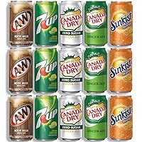 Vista 2 de Mini Soda 7Up, Sunkist, A&W Root Beer, Canada Dry Diet, On the Go Assorted Variety Pack, sabor a muestra de bebidas refrescantes 7.5 onzas líquidas