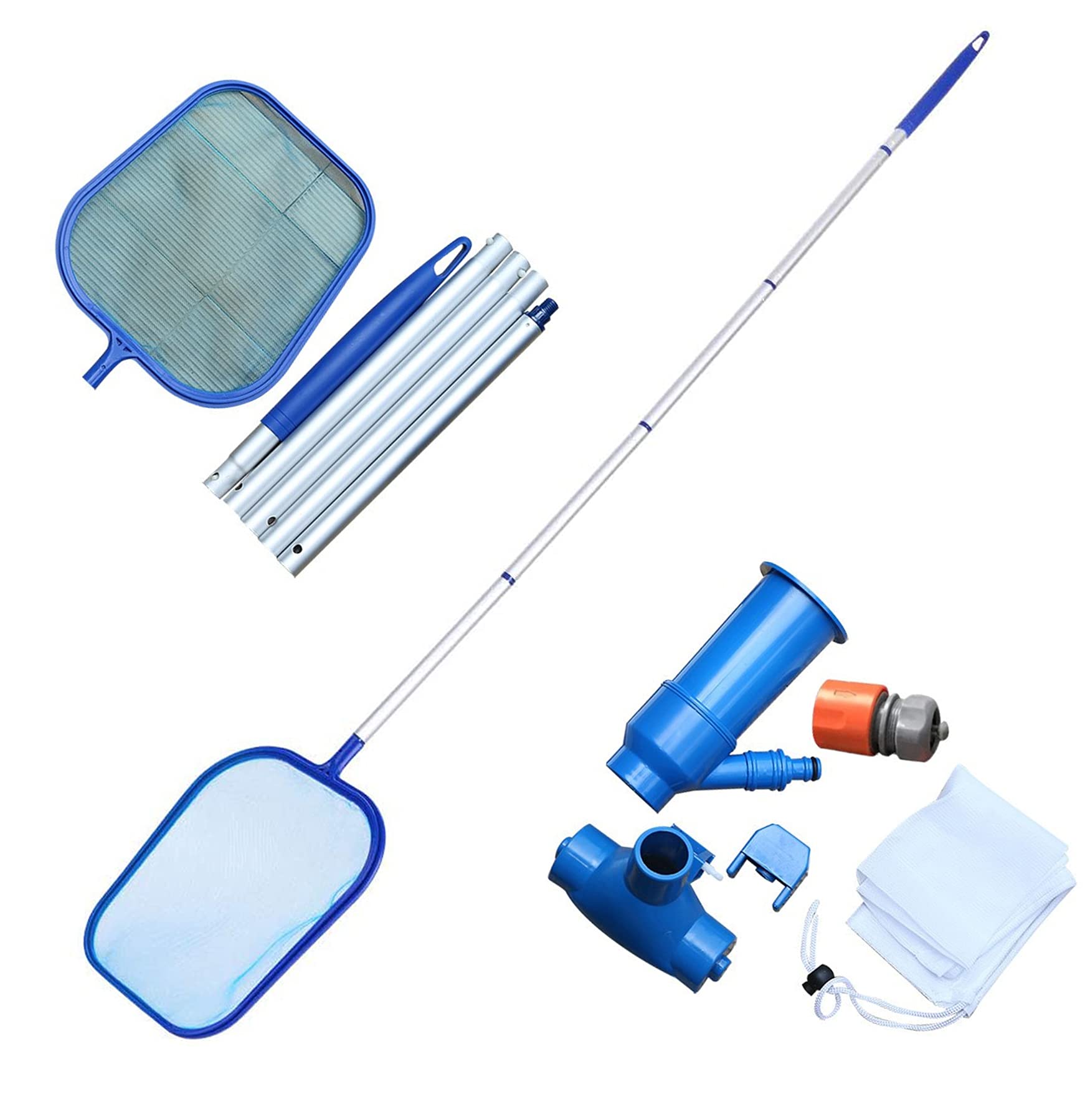 APJJ Swimming Pool Vacuum Cleaner with 5 Section Pole, Net for Swimming Pool, Portable Pool Jet Vacuum Cleaner Kit Mini Spa Tub Pool Pond Vacuum Cleaning Set for Fountain Cleaning, Leaves Cleaning