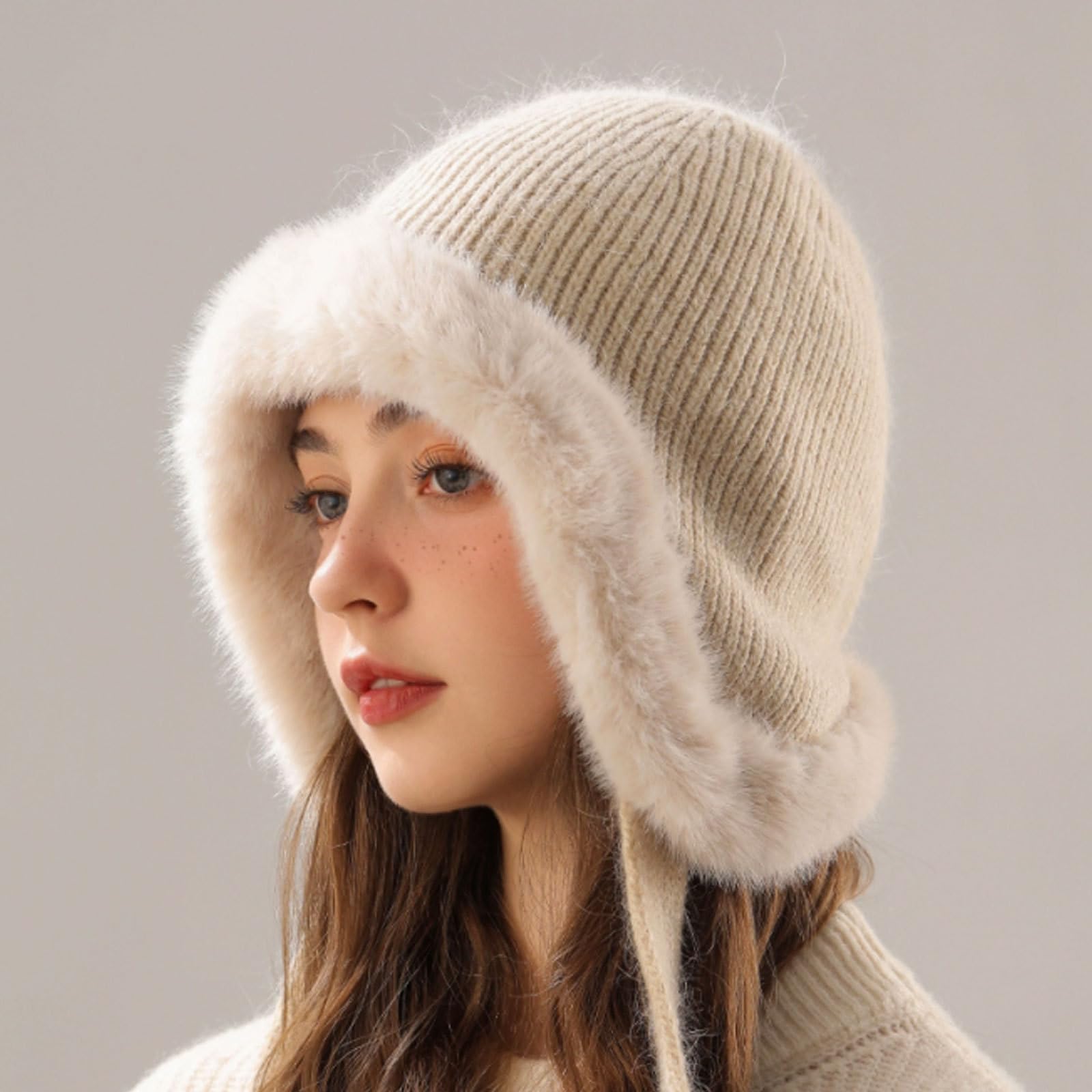 Elástico Gorros de Mezcla de Fibra sintética, Gorros Gruesos de Lana, Gorro de Punto con Forro cálido, Gorro Tejido para otoño e Invierno cálido