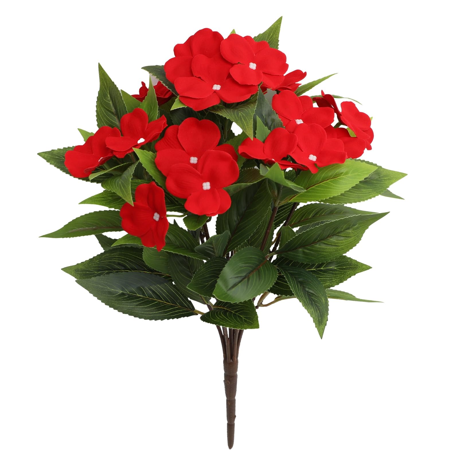 matumou 8 Bundles Artificial Impatiens Flowers for Outdoors UV Resistant Faux Impatiens Bushes Fake Silk Shrubs with Stake for Outside