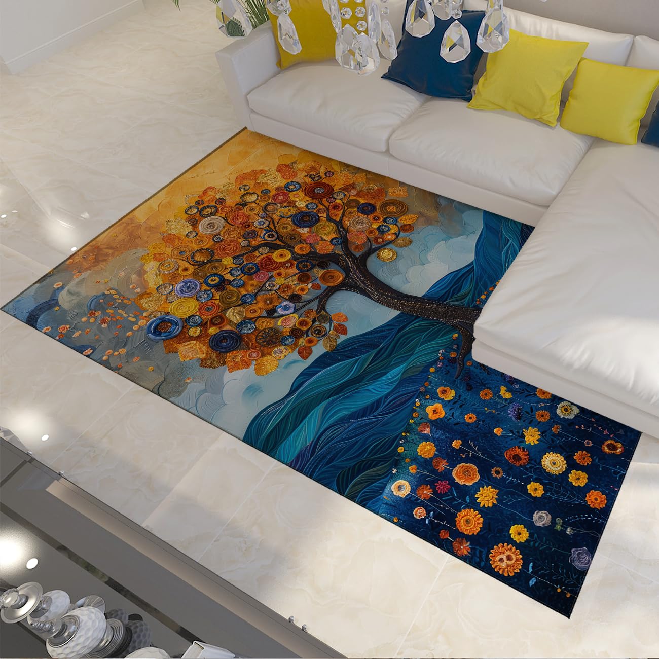 Tapis vintage lavable 80x150cm pour sécuriser la salle de jeux et le salon