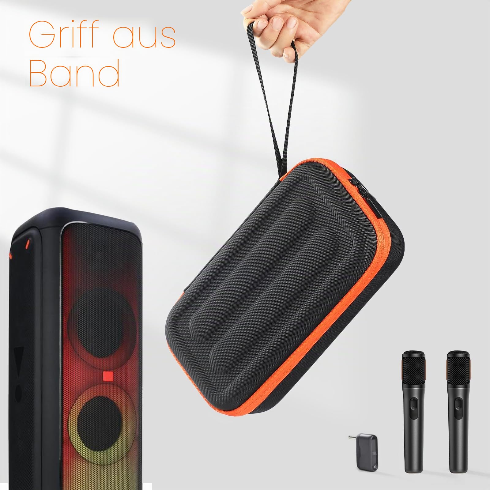 Tragbare Aufbewahrungstasche für JBL PartyBox kabelloses Mikrofon, wiederaufladbare Mikrofone, Reisetasche, Organizer, Box, Handtasche, Schwarz