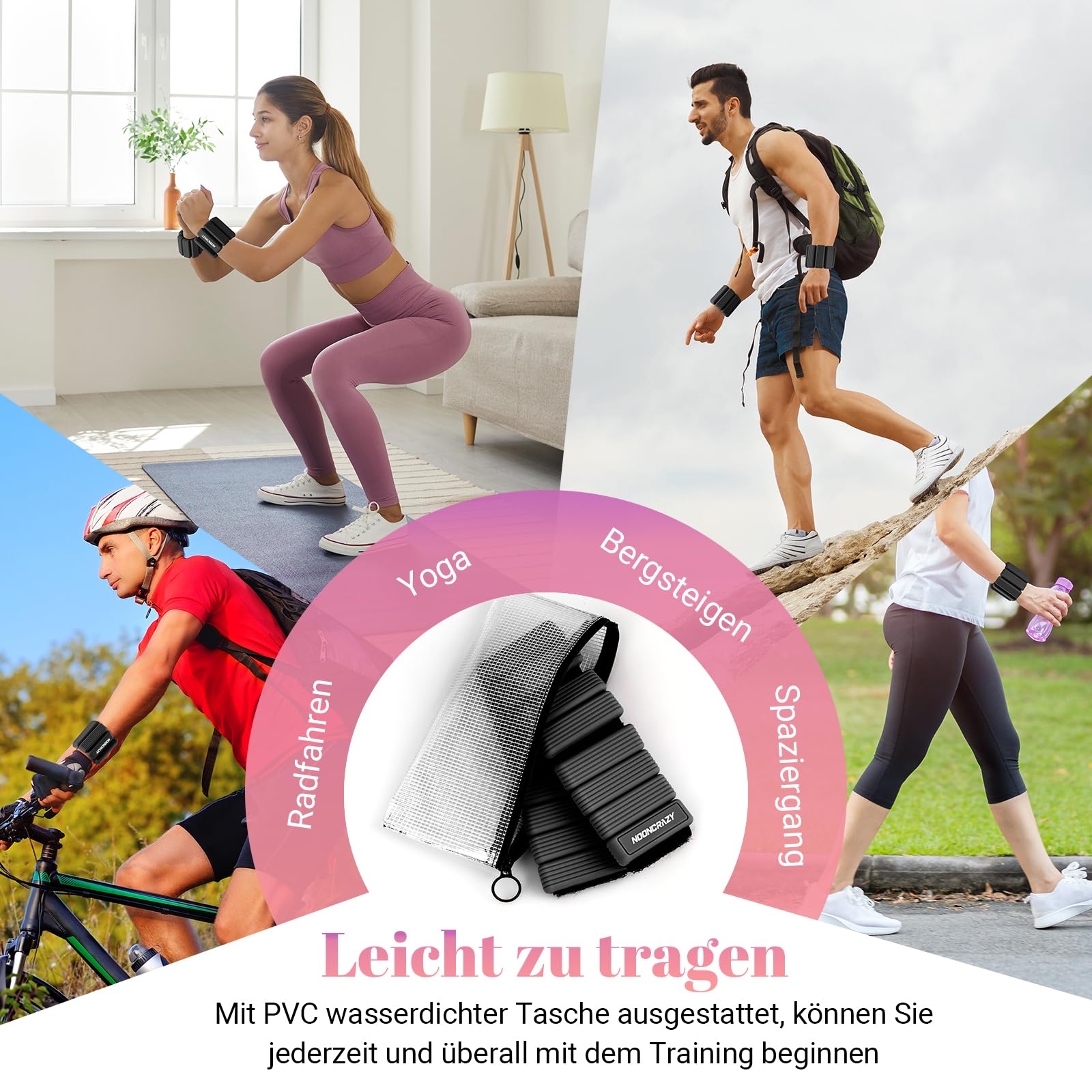 Handgelenkgewichte Knöchelgewichte Set 2er (je 0,5 kg), Tragbares Gewichtsmanschetten Fuß, Ankle Weights Ideal für Pilates, Yoga, Gehen, Jogge, Aerobic, Physiotherapie für Frau Mann