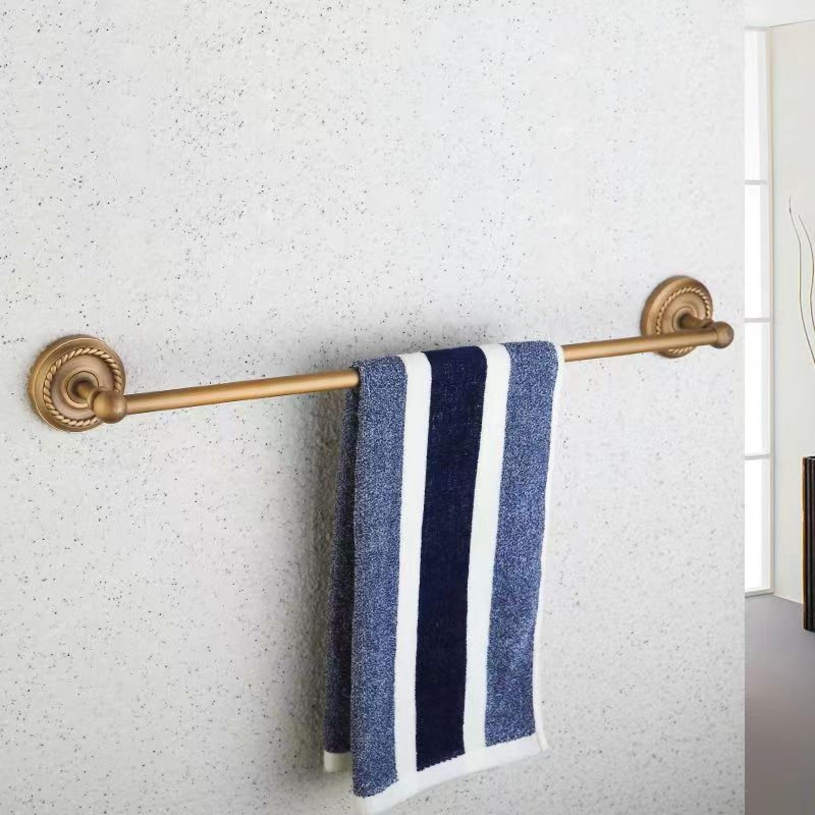 FGXHHS All Copper European Antique Towel Rack Twist Bath Bathroom Hardware Pendant Shelf Toilet Set, Single Rod