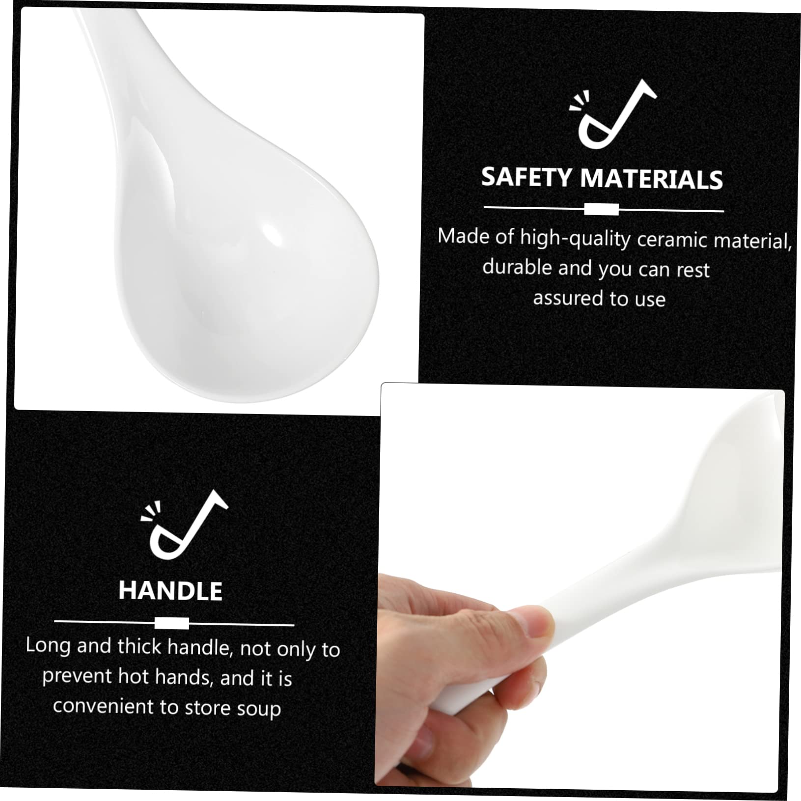 Zerodeko Cucharas De Cerámica y Porcelana De Cucharas Para Sopa Soperas Utensilios De Cocina Sopera