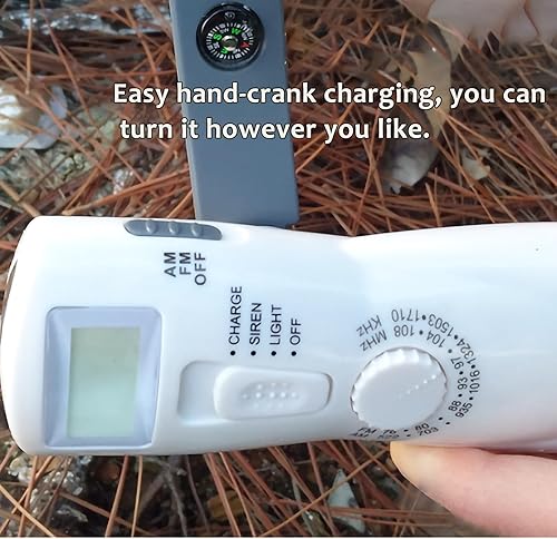 Miniatura 6 de Banco de energía de manivela con linterna LED, generador manual portátil, cargador de emergencia, fuente de alimentación solar y recargable por USB