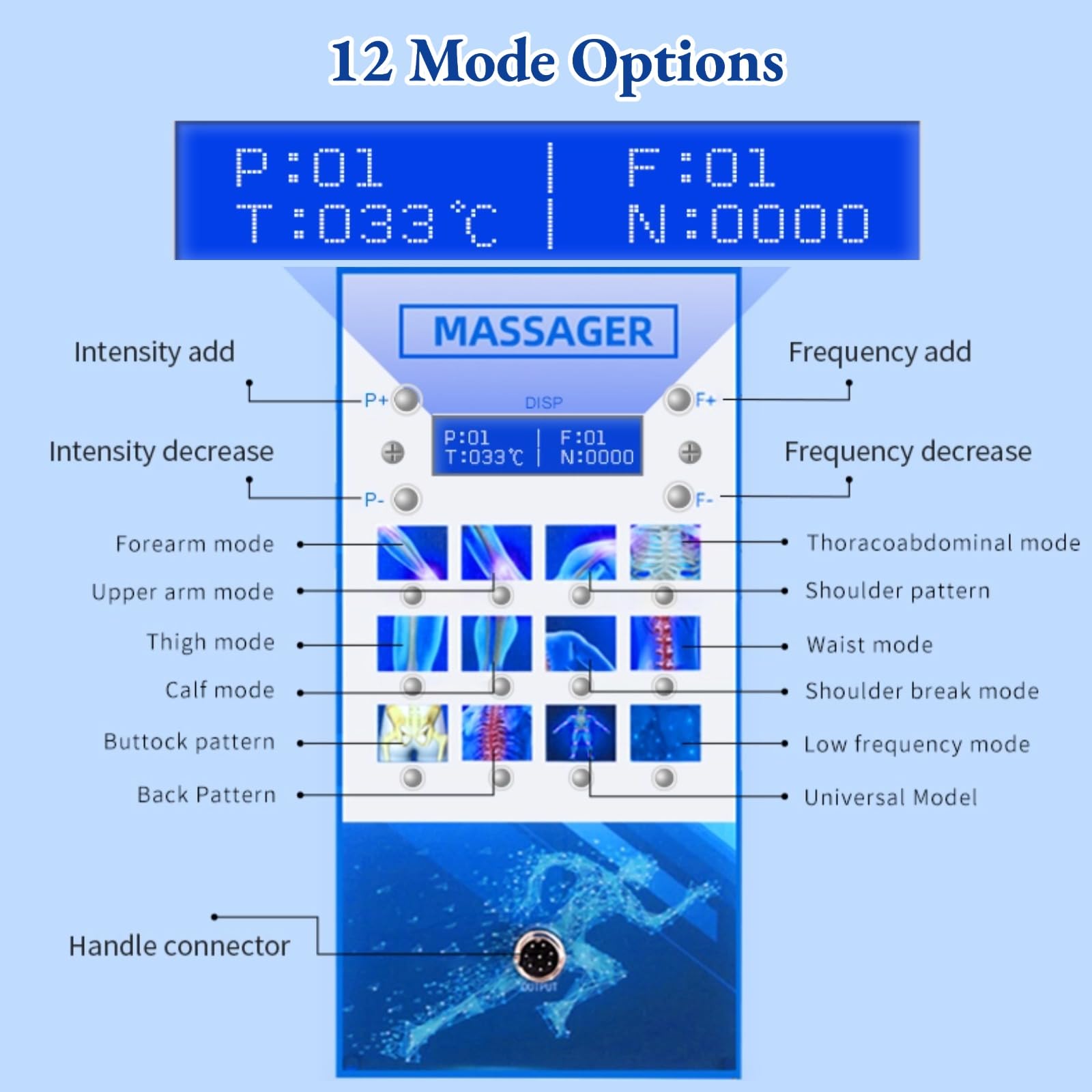 Extracorporeal Shockwave Therapy Machine with 10 Massage Heads for Body Muscle Massager Pain Relief Back Waist Leg and Deep Tissue Pain Relief
