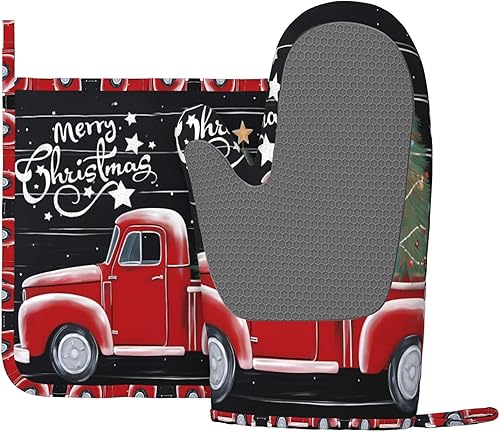 Miniatura 9 de Manoplas para horno, juego de soportes para ollas, árbol de Navidad, camión rojo, guantes de horno de silicona, copo de nieve, accesorios de cocina