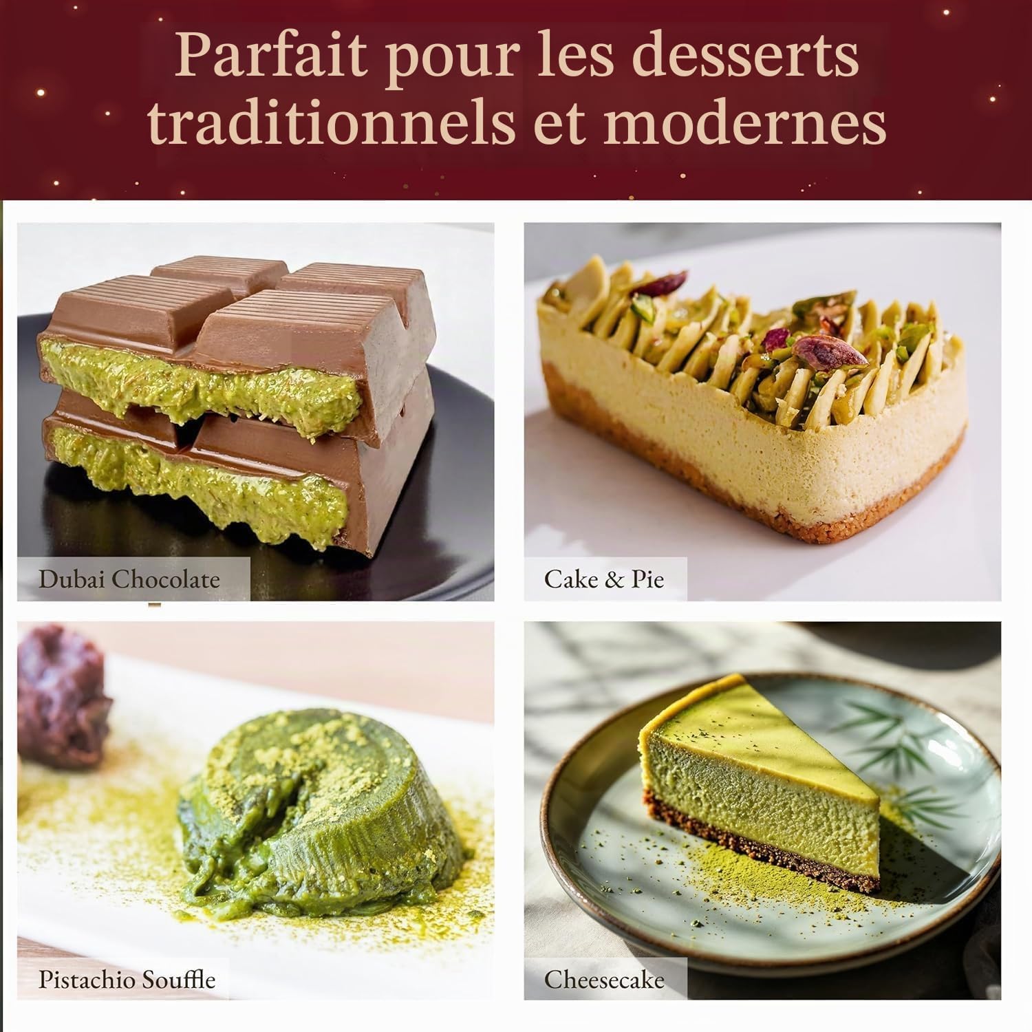Garniture au Chocolat de Dubaï 1 Kg / 2.2 Lb de Crème de Pistaches avec Kadayif Croustillant | Dessert Gourmand du Moyen-Orient Meilleur Ingrédient pour le Chocolat de Dubaï | Trait Riche