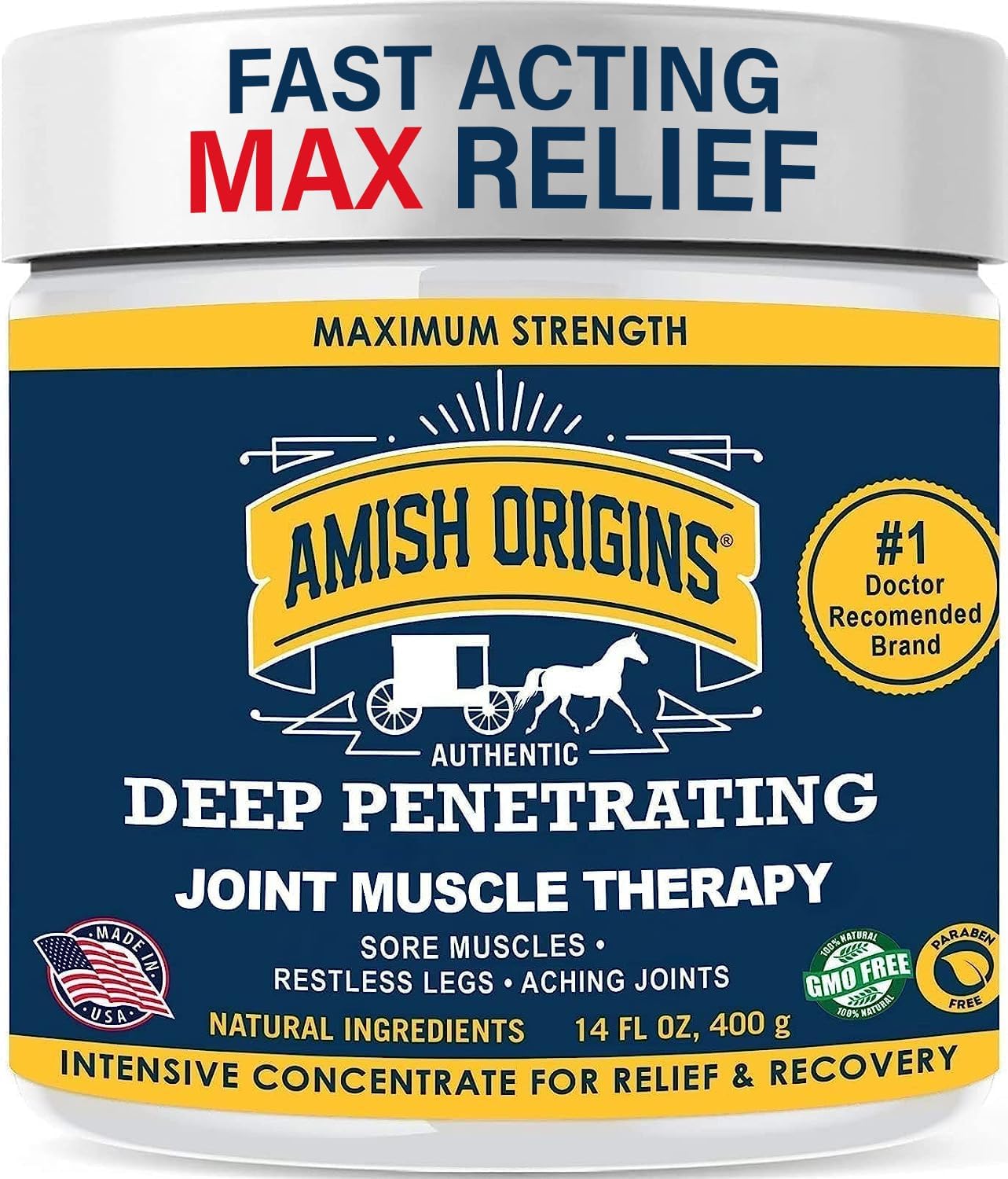 Pain Relief Ointment 14 oz Maximum Strength All Natural Discomfort Reliever for Joint, Muscle, Knee, Back, Neuropathy