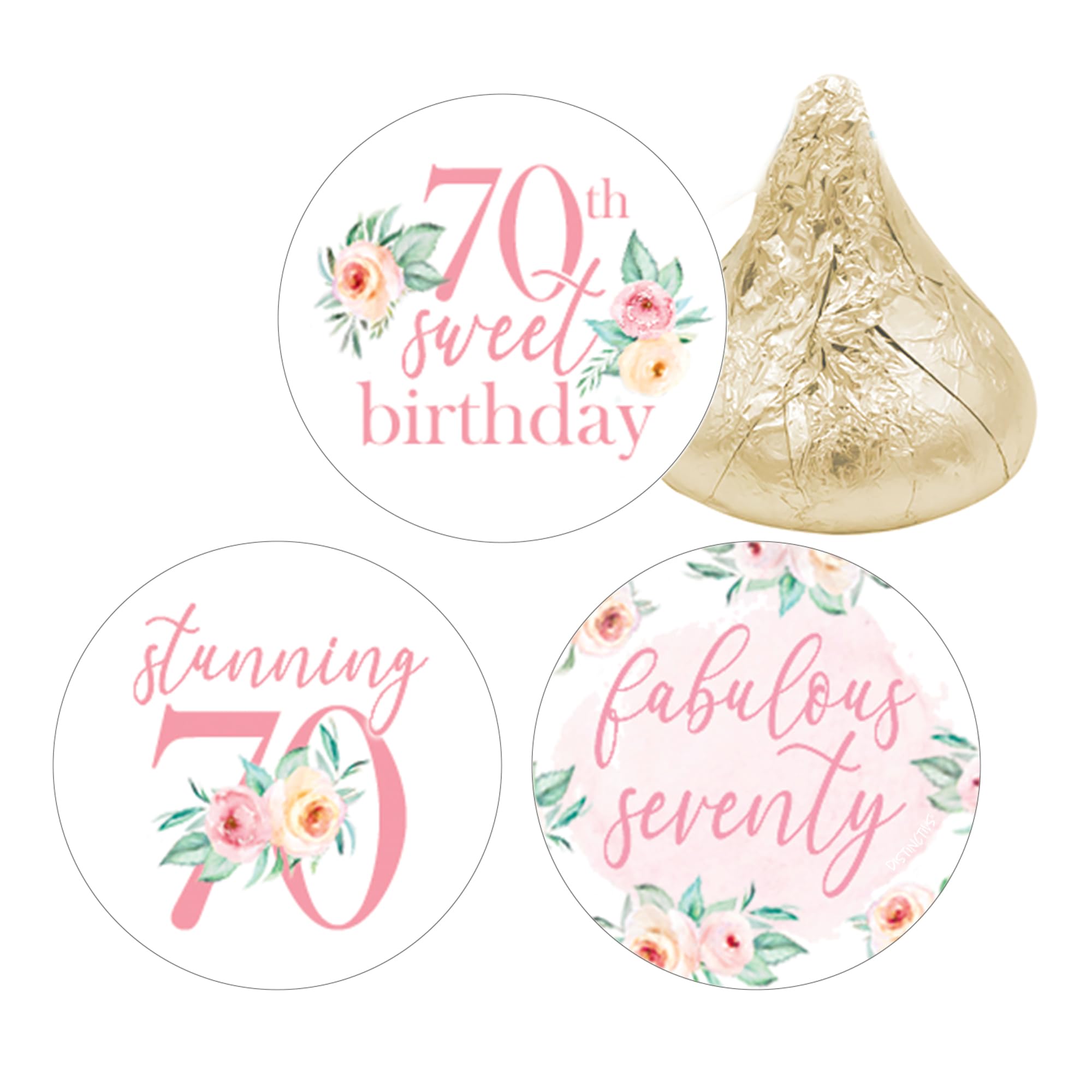Lettres Autocollantes Roses Anniversaire 70 Ans - Lot de 180 Étiquettes Chocolat
