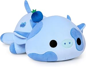 Onsoyours Cute Blueberry Cow Plushie, Soft Stuffed Squishy Animal Toy Pillow for Kids (12")