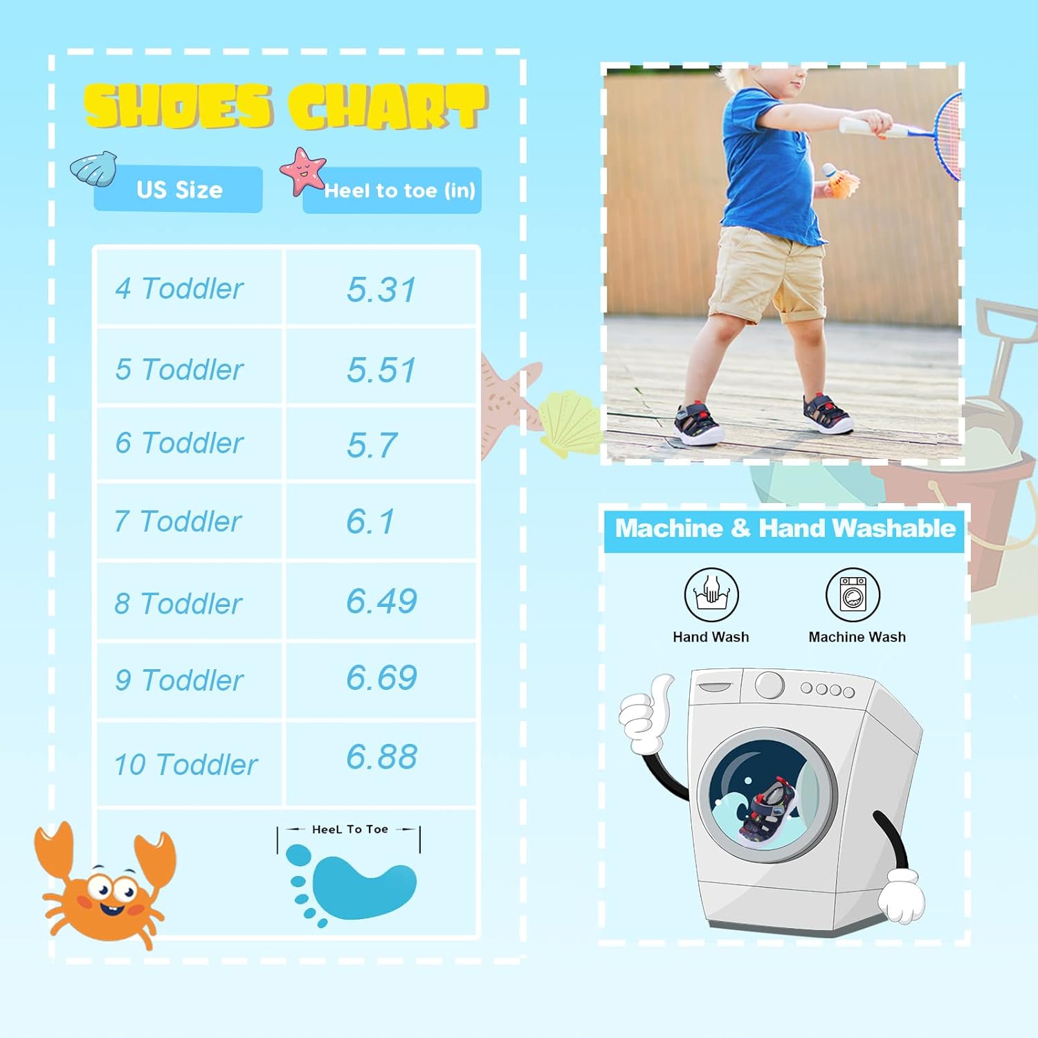 JOINFREE Toddler Boys Girls Water Shoes Breathable Qucik Dry Sport Beach Sandals Lightweight Barefoot Flexible - Image 7