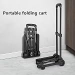 Asixxsix Small Folding Hand Truck, ABS and Iron Luggage Trolley Cart with 2 Wheels, 110 Pounds Capacity, Portable Compact Folding Dolly for Shopping Moving Airport Travel Warehouse
