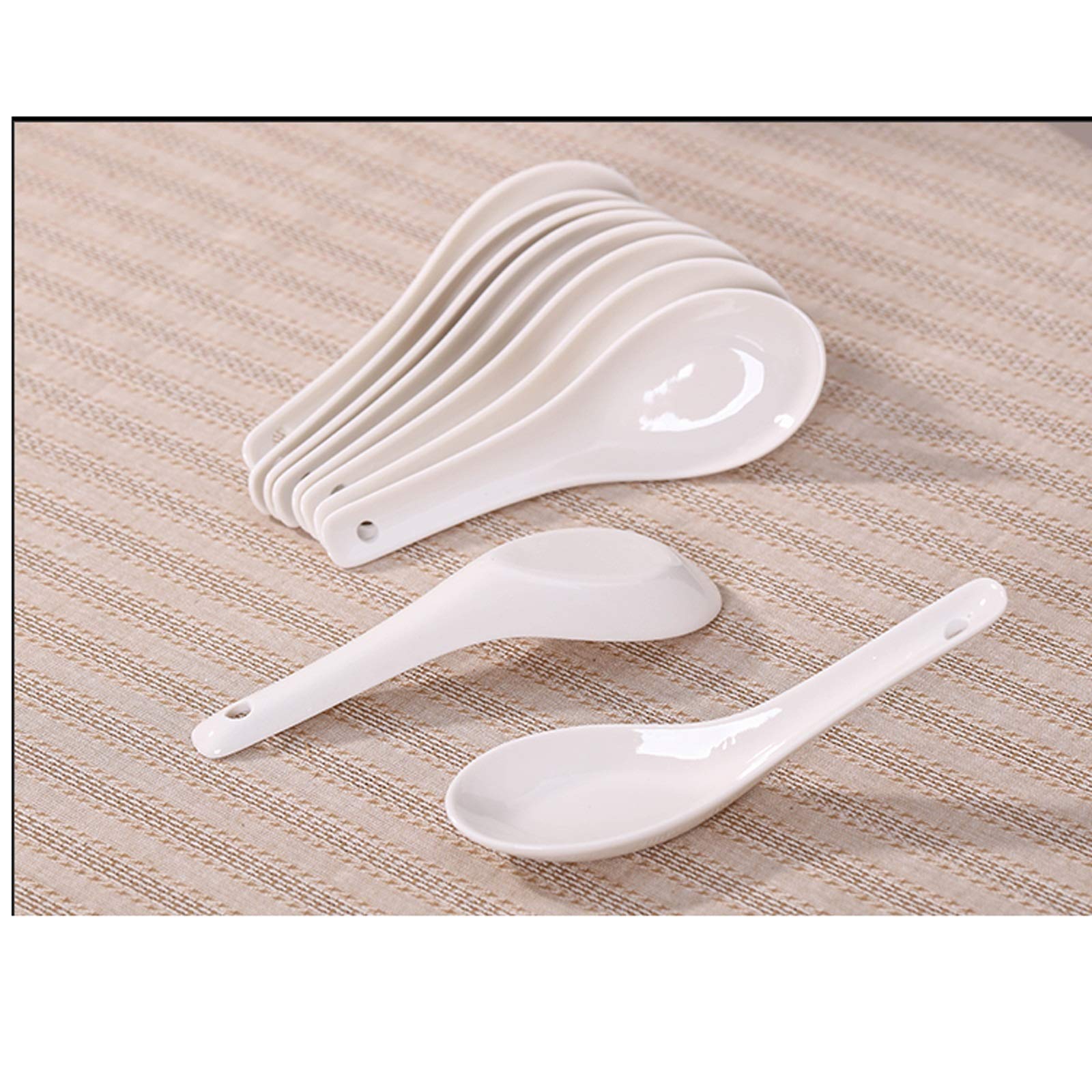 Cuchara de cerámica para café, té, postres, Cuchara sopera de cerámica, cucharas soperas de cerámica, 10 cucharas pequeñas, Cuchara pequeña de Porcelana China para (G)