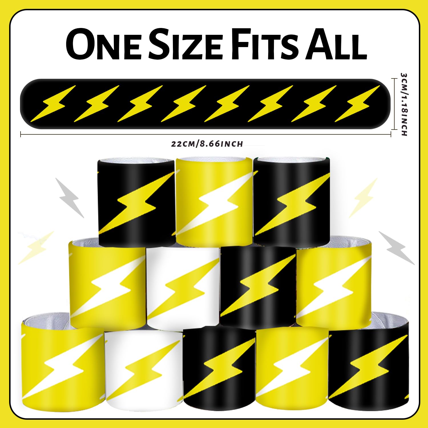 Lcnjscgo 48 PCS Lightning Bolt Slap Bracelets Flash Wristbands, Party Favors, Goodie Bag Fillers for Lightning Bolt and Flash Birthday Decorations