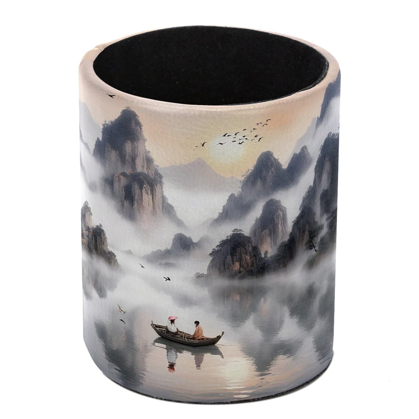FWJZDSP Mountain Lake Pencil Cup Pen Organizer Makeup Brush Holder for Office Home Countertop Desk Accessory Storage