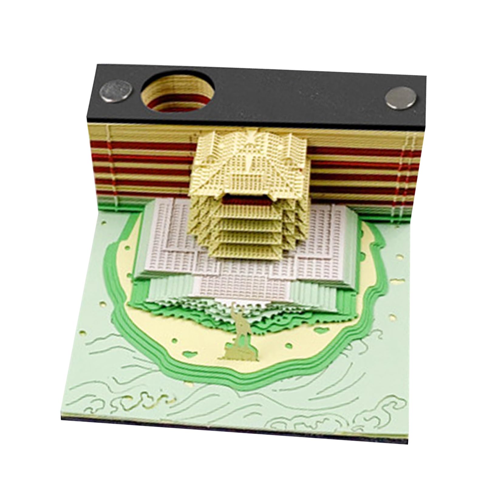 Bloc de notas 3D, bloc de notas 3D, notas adhesivas artísticas, torre de grúa amarilla, notas adhesivas 3D, escritorio creativo multiusos, bloc de notas de papel artístico único con soporte para