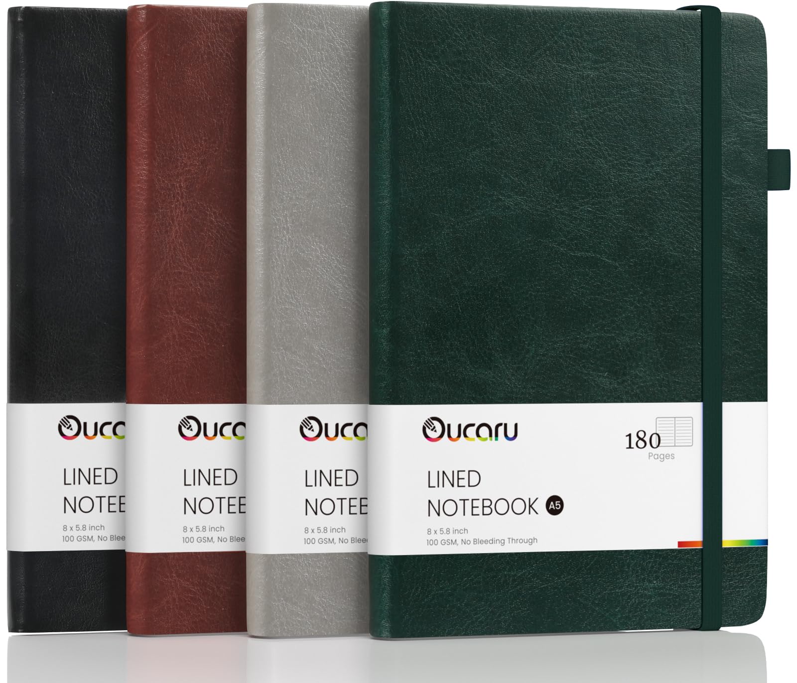 Oucaru Lined Journal Notebook, 4 Pack, 180 Pages, A5 Journals for Writing, 100 GSM Thick Paper, Small Notebooks Daily Journal for Women Men Work, Business, School, Travel Supplies — image 1
