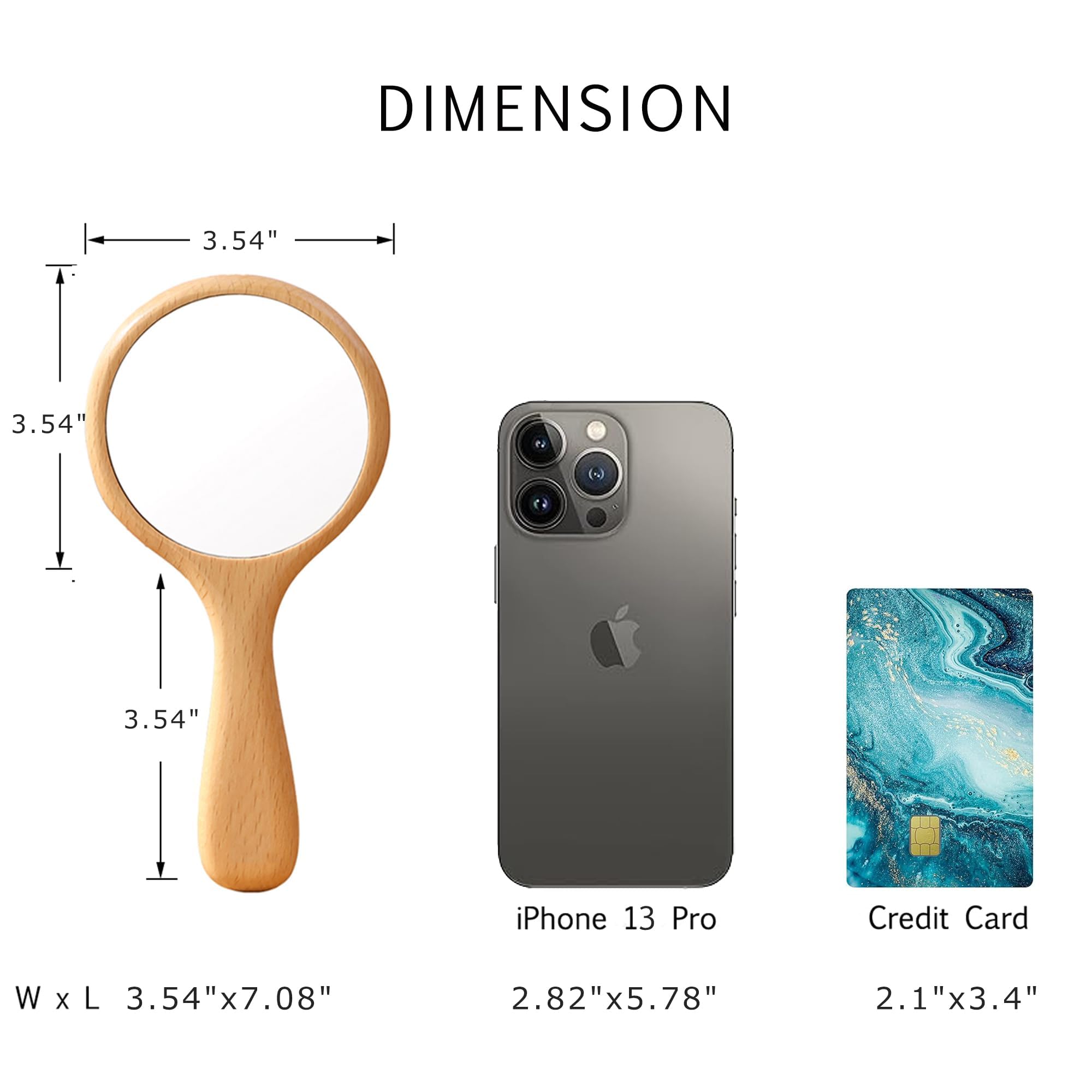 Red Square Small Handle Hand Mirror Wooden Frame, Portable Single Side Handheld Vanity Mirror Cute, Travel Hand Mirror & Personal Makeup Face Mirror for Womens Girls 1