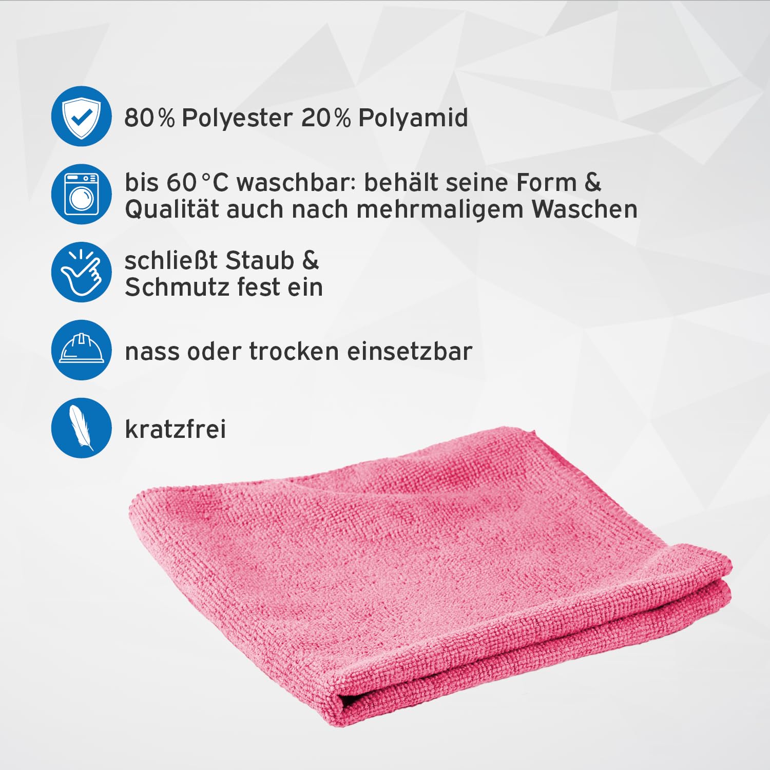 kör4u 200x Mikrofasertücher pink 40x40 cm 300 g/m² saugstark waschbar 60°C
