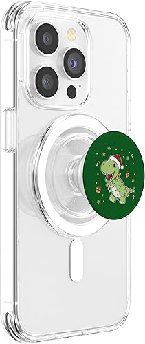 Miniatura 9 de Dinosaurio Navidad Santa Claus luces de hadas T-Rex PopSockets estándar PopGrip
