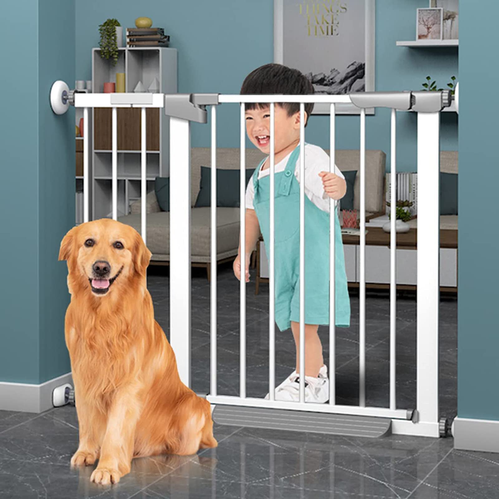 Barrière de sécurité escalier enfants empêche les chutes avec sa fermeture auto