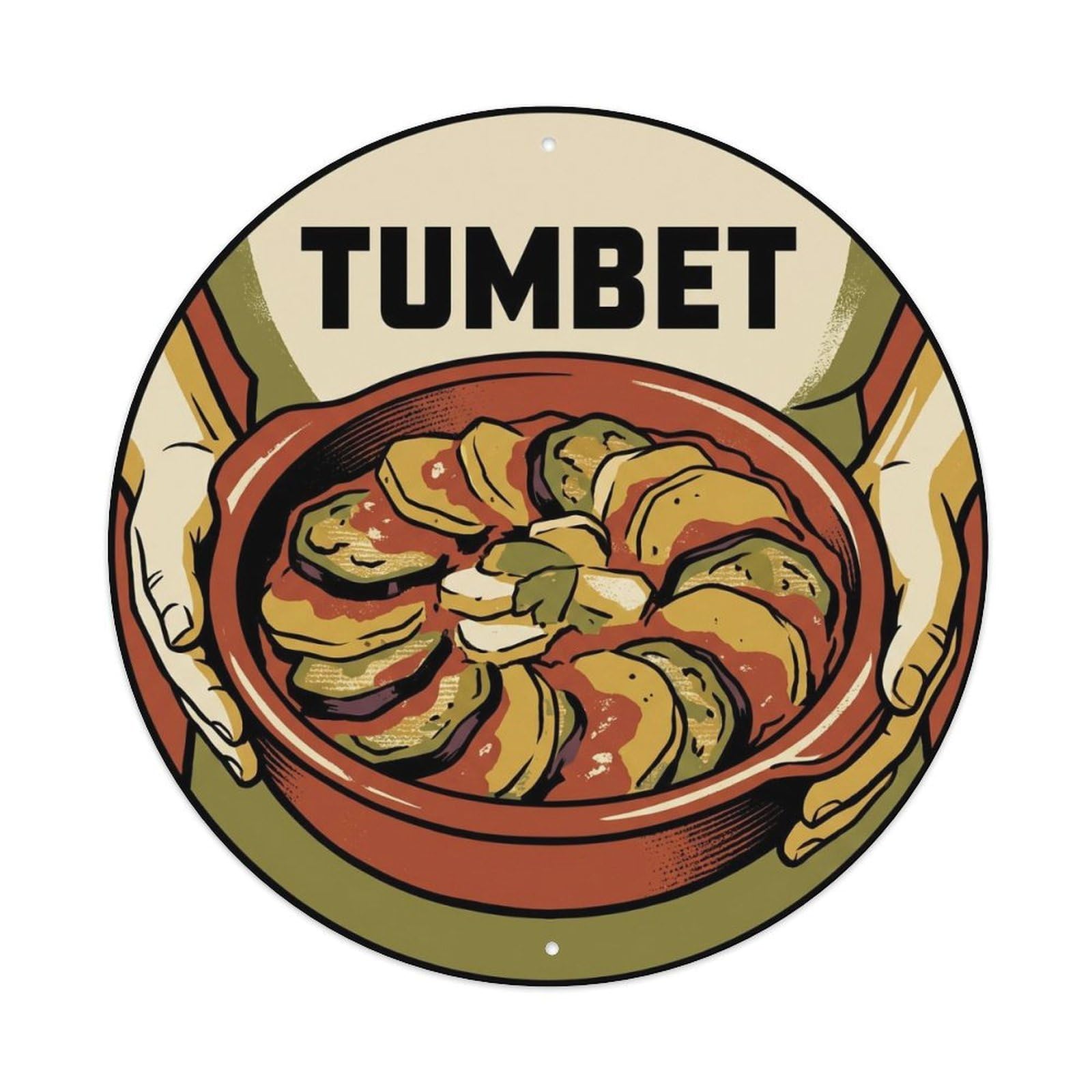Olyhtr 8X8inch Classic Style Tumbet Vegetables Mallorca Mediterranean Dish Metal Tin Sign
