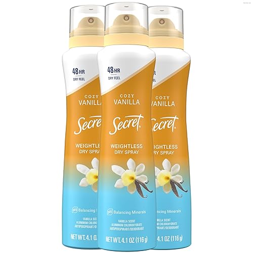 Secret Dry Spray Desodorante antitranspirante para mujer, 48 horas de protección sin peso contra el sudor y el olor, suave con la piel, aroma