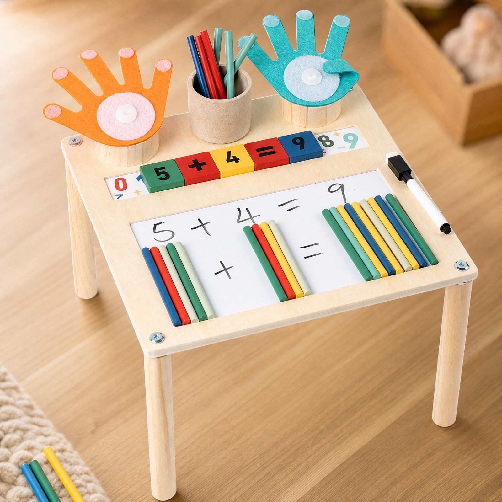 Milageto Tavolo Attività con Elementi Tattili Colorati Sicuro Tavolo Attività Interattivo per Casa, TabelloneNumeri