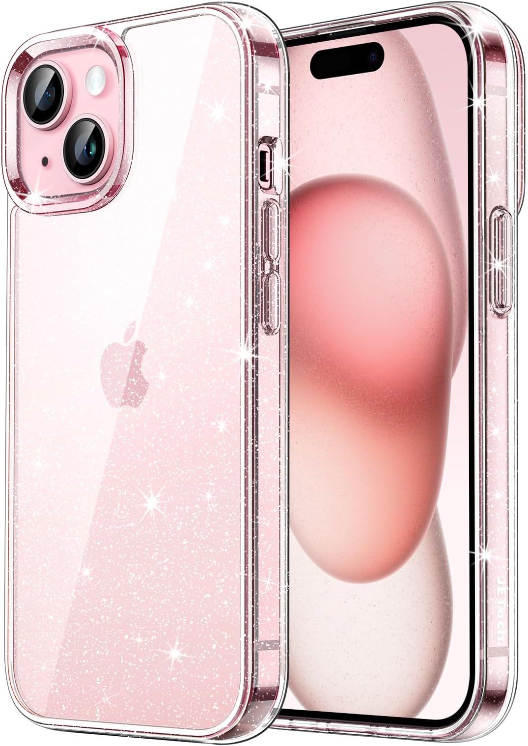 JETech Glitter Case for iPhone 15 6.1-Inch, Bling Sparkle Shockproof Phone Bumper Cover, Cute Sparkly for Women and Girls (Clear)