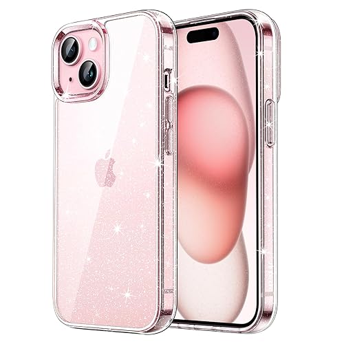 JETech Glitter Case for iPhone 15 6.1-Inch, Bling Sparkle Shockproof Phone Bumper Cover, Cute Sparkly for Women and Girls (Clear) - Clear