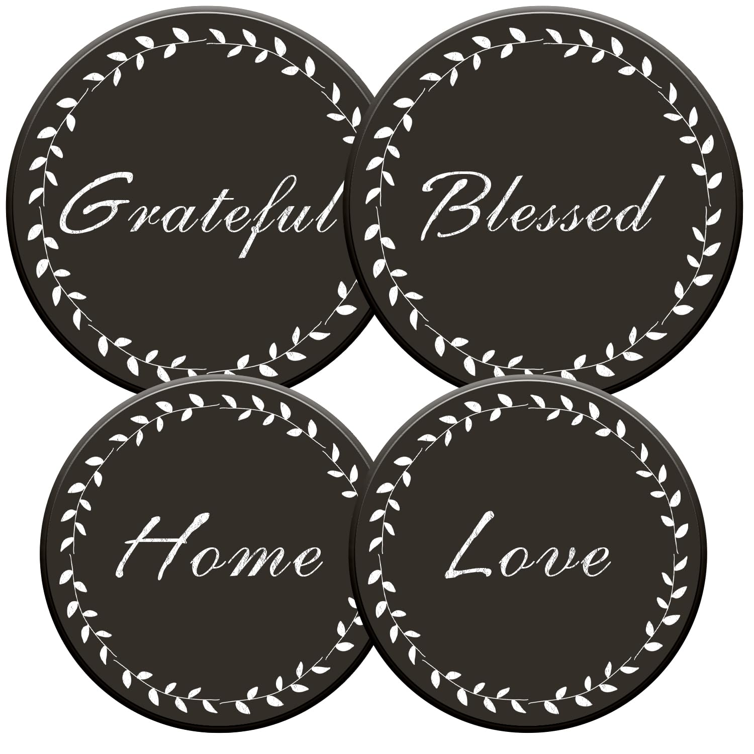 Juego de 4 elegantes cubiertas para quemadores de cocina, accesorios de cocina, cubierta de metal con diseño de pizarra Gratitudes para ampliar el espacio de la encimera, decoración de cocina, cubiertas para quemadores de cocina eléctrica