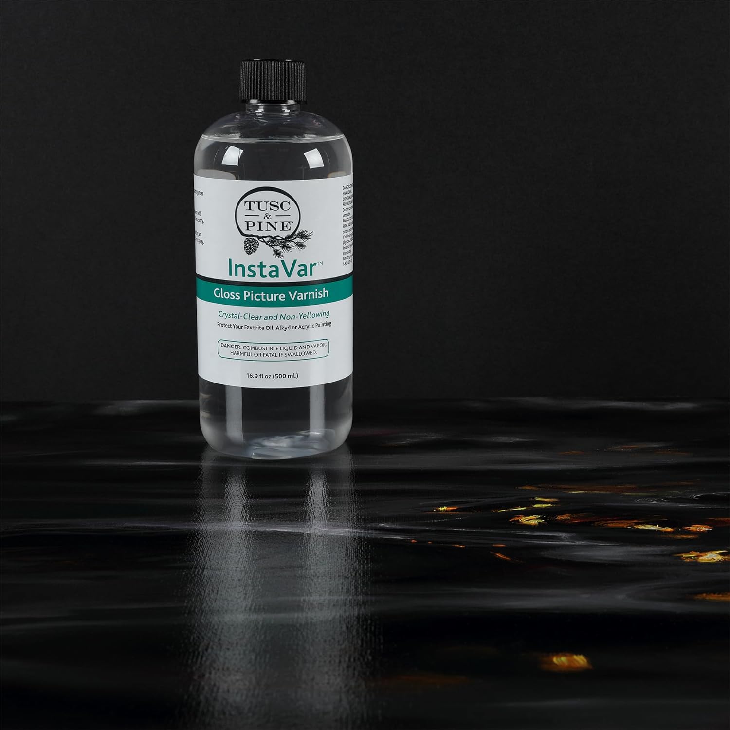 Tusc & Pine InstaVar™ Gloss Picture Varnish - Archival Quality Varnish for Oil, Alkyd, and Acrylic Artists - 16.9oz Bottle