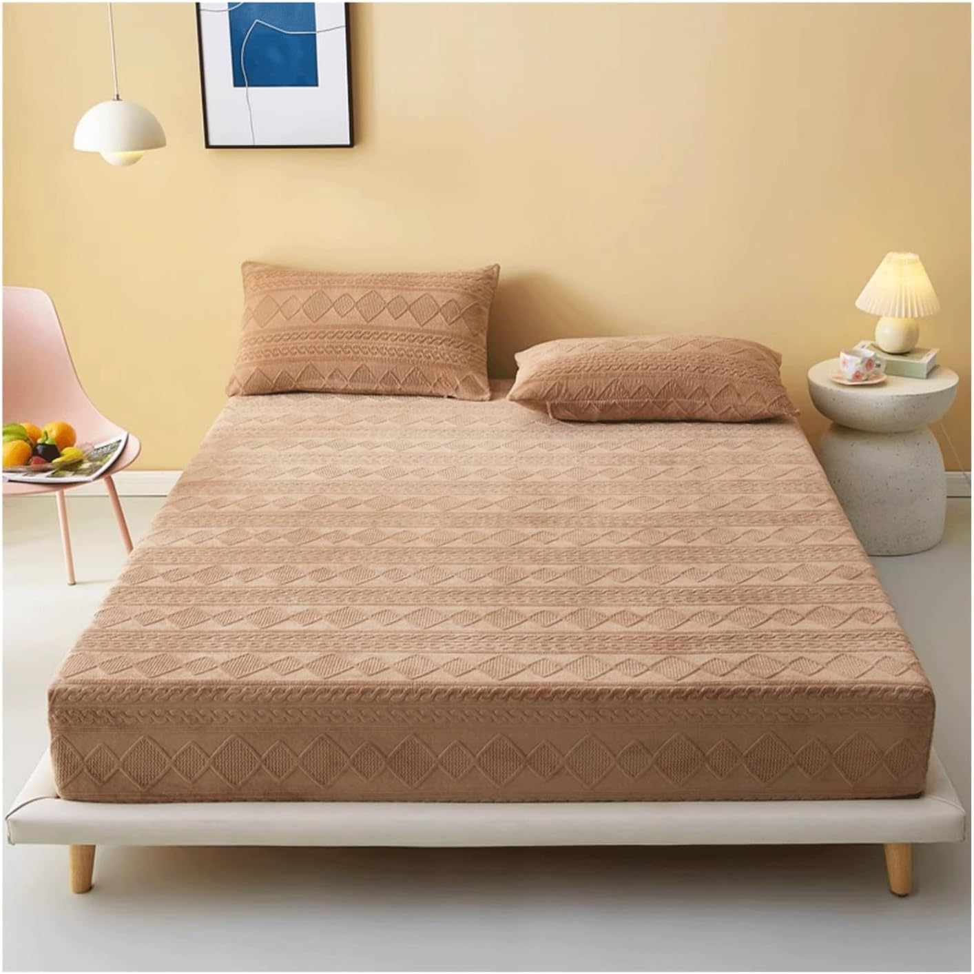 Drap-housse velours de lait 180x200 avec poche profonde de 30 cm pour lit queen