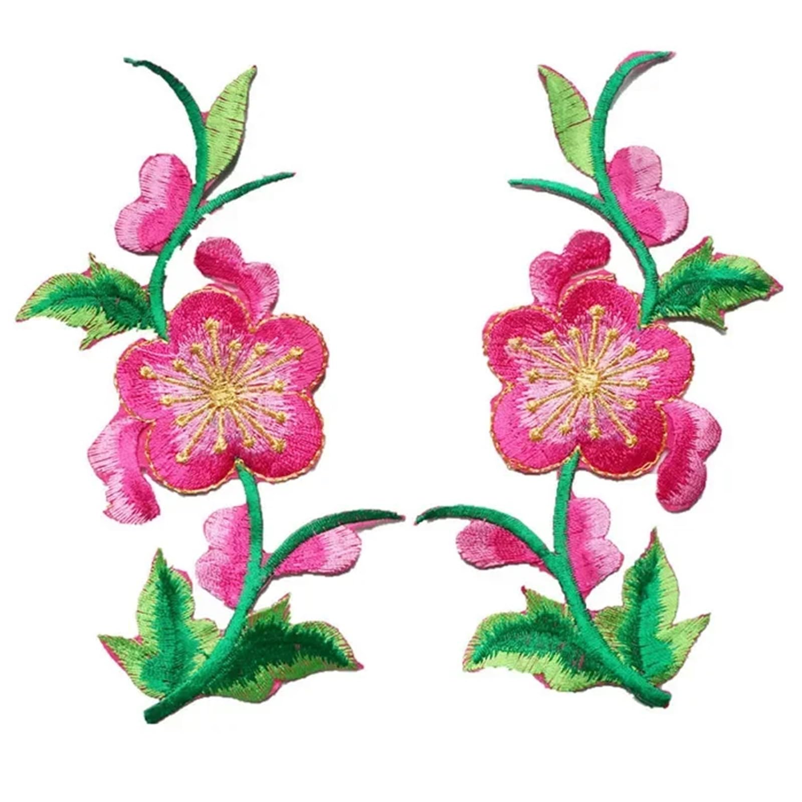 Wtaxbh Rose Red Iron On Patches 8Pcs Flowers Leaves Roses Sew Iron On Patches Embroidered Badges For Clothes Diy Appliques Craft Decoration(Rose Red)