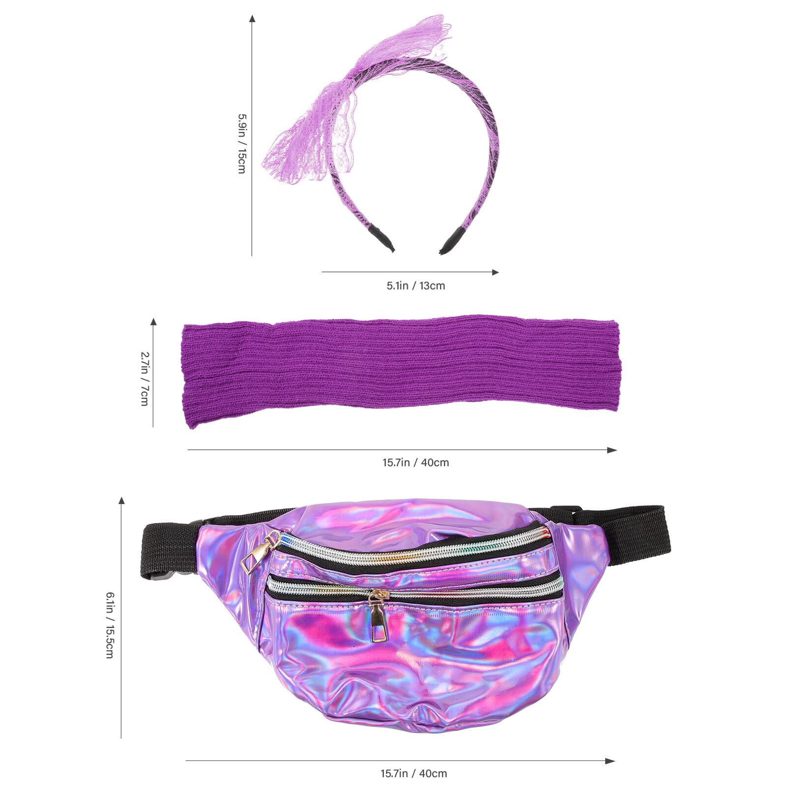 Kit D’accessoires de Déguisement Rétro Années 80 pour Femmes, 1 Set