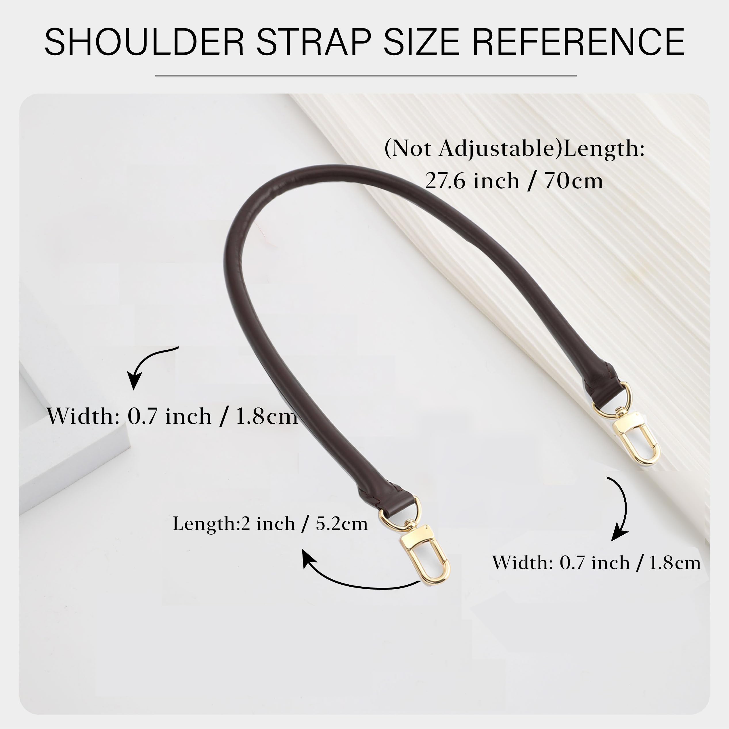 Vachetta gerollter Schultergurt aus Leder für Speedy, weiches Rindsleder, Ersatz für Lv Graceful Damier Speedy Bag, B: 1,8 cm, L: 70 cm, Braun