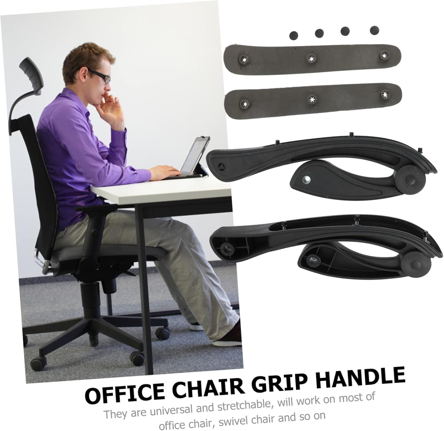 Office Chair Armrests Swivel Chair Grip Handle Easy Install Comfortable and Sturdy Movable Armrests