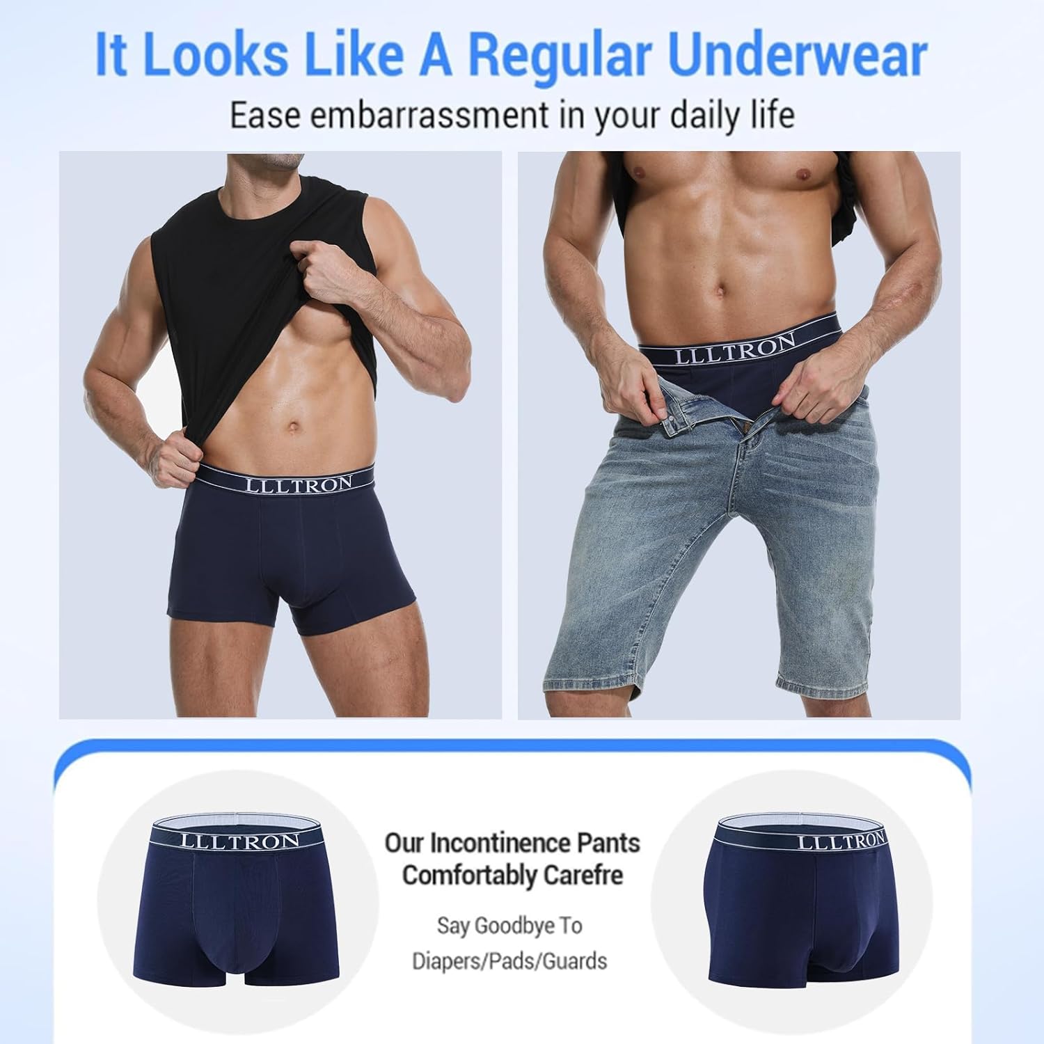 Mens Incontinence Underwear Washable 150ml Absorbent Leak Proof Underwear for Men Bladder Leak with Reusable Mens Urinary Incontinence Boxer Briefs 3pack - Image 4