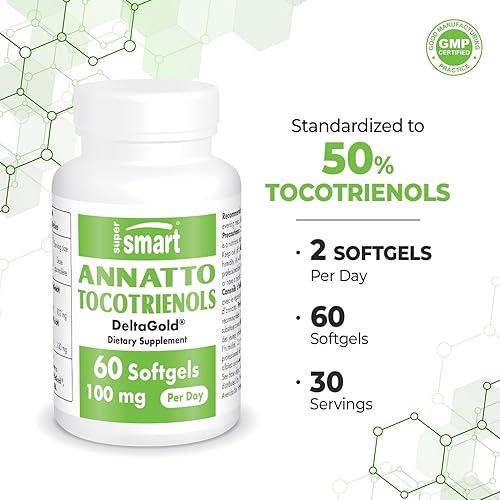 Miniatura 4 de Supersmart Annatto Tocotrienoles 100 mg por día (DeltaGold Vitamina E) - Suplemento de tocotrienoles | Sin OMG y sin gluten - 60 cápsulas blandas
