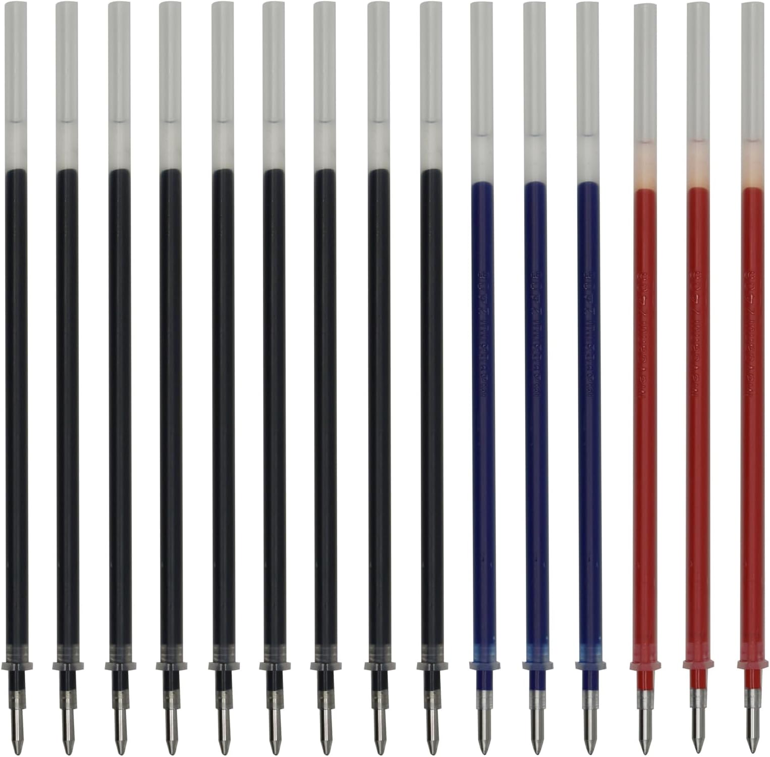 50 PCS Rollerball Gel Pen Refills 3 Colors Black Blue Red Metal Tip 0.7 mm Bullet 5 mm Aperture for School Party Office