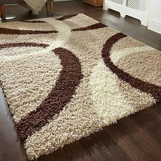 Fluffy Microfiber Carpets Rugs Shaggy for Living Room | Bedroom | Apartment | Office | Dining Area (Ivory, Coffee, Beige, 3x5 Feet Large)