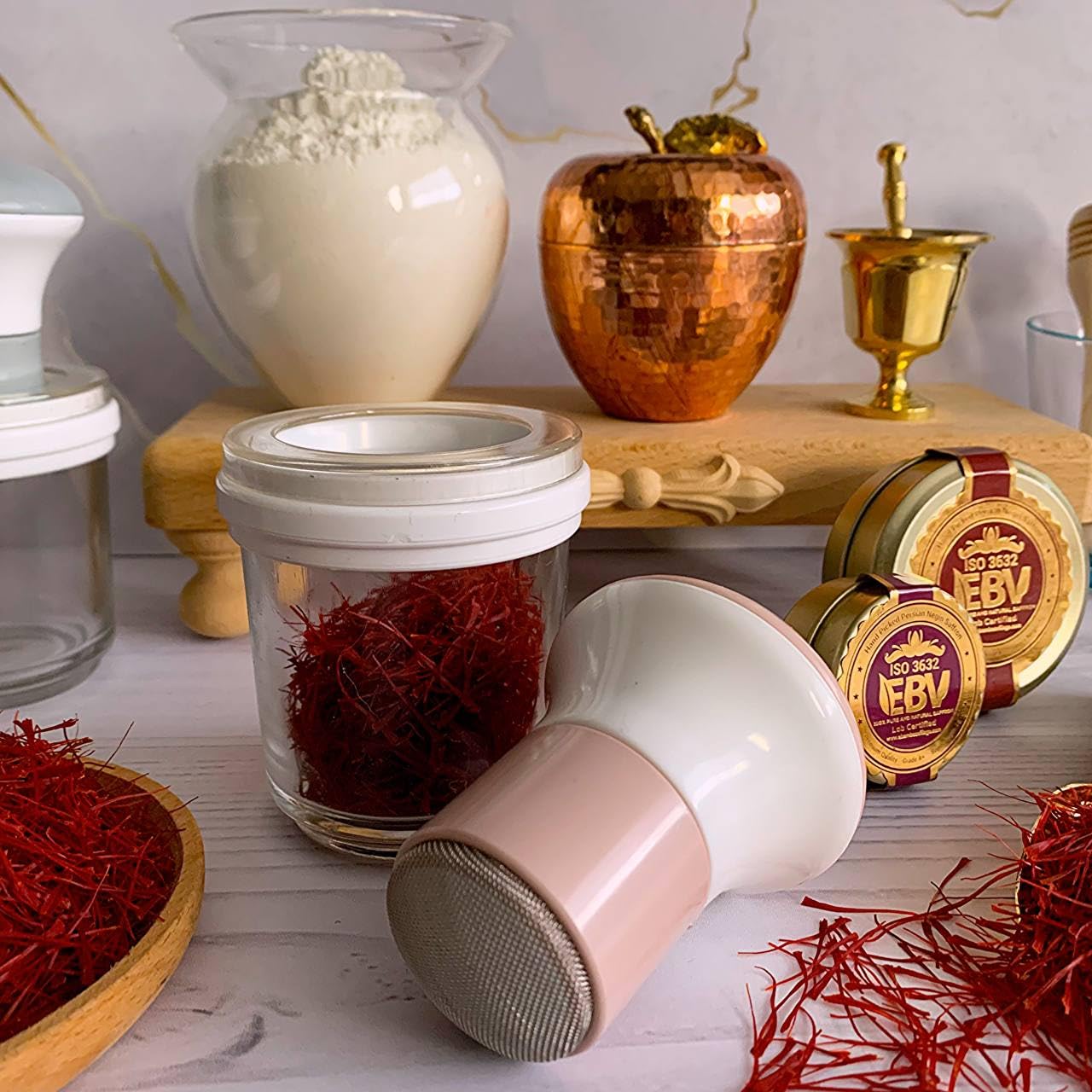 Deluxe Saffron Mill Grinder + 1gr Certified Grade A+ Saffron Threads