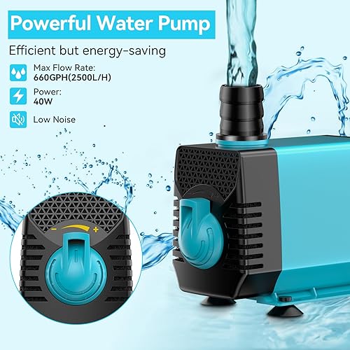 Miniatura 8 de Antfraer Filtro de estanque con kits de bomba, filtros de estanque para estanques al aire libre bomba de estanque integrada de 660 GPH, caja de