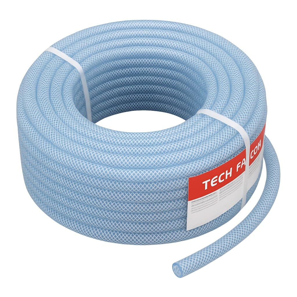 Druckluftschlauch PVC-Schlauch Gewebeschlauch Luftschlauch Druckluft Flexiber für Kompressor Transparent Werkstatt Polyvinylchlorid 50m 14 Größen 6 bis 19mm (16 x 3 mm)