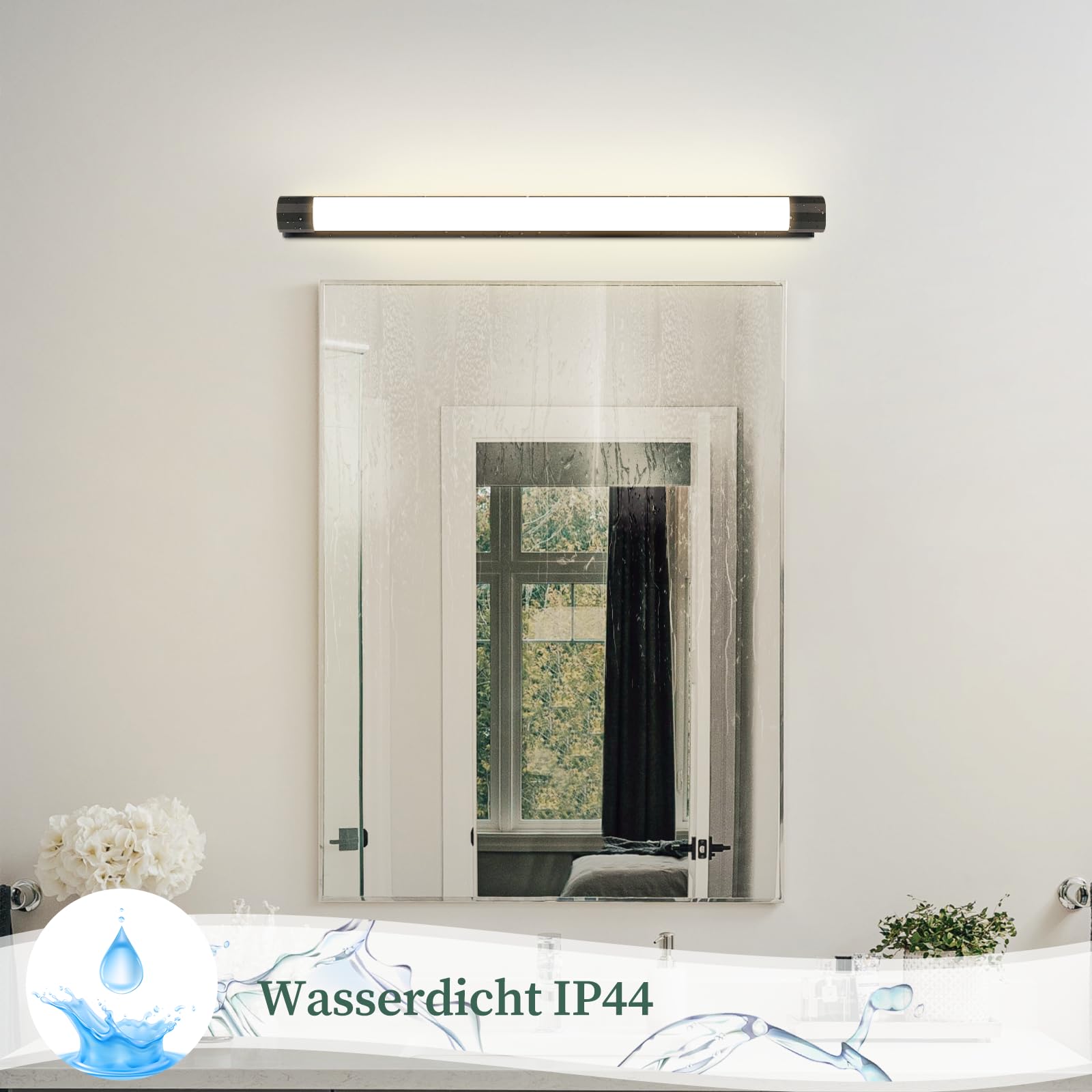 Lampada da specchio per bagno a LED - Nero Lampada da parete per | bagno da 50 cm, IP44, illuminazione per armadietto a specchio da 10W 4000K