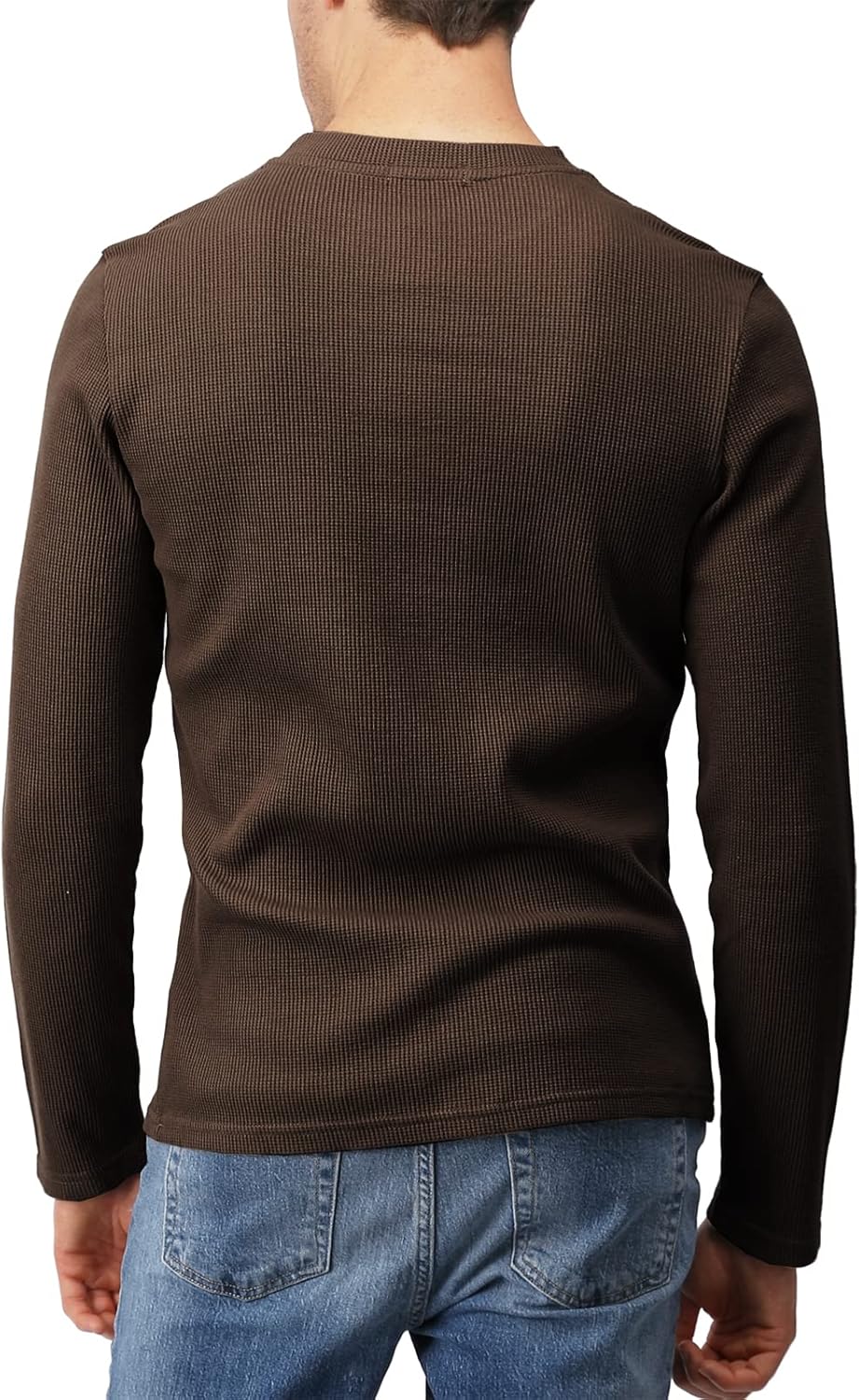 H2H Men's Casual Slim Fit Henley Cotton Shirts Long Sleeve Lightweight Waffle Fabric